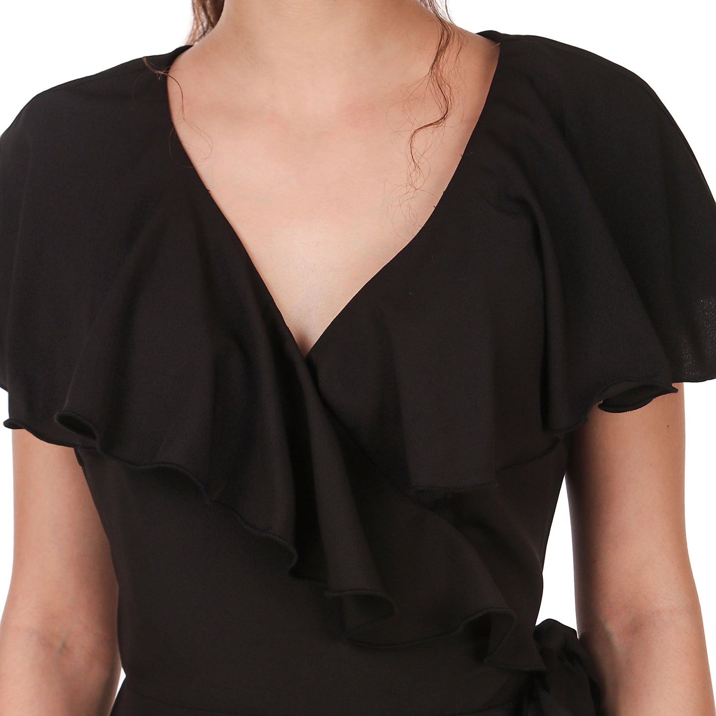 BoheeWohee Women's Viscose Wrap-Around Dress- Black