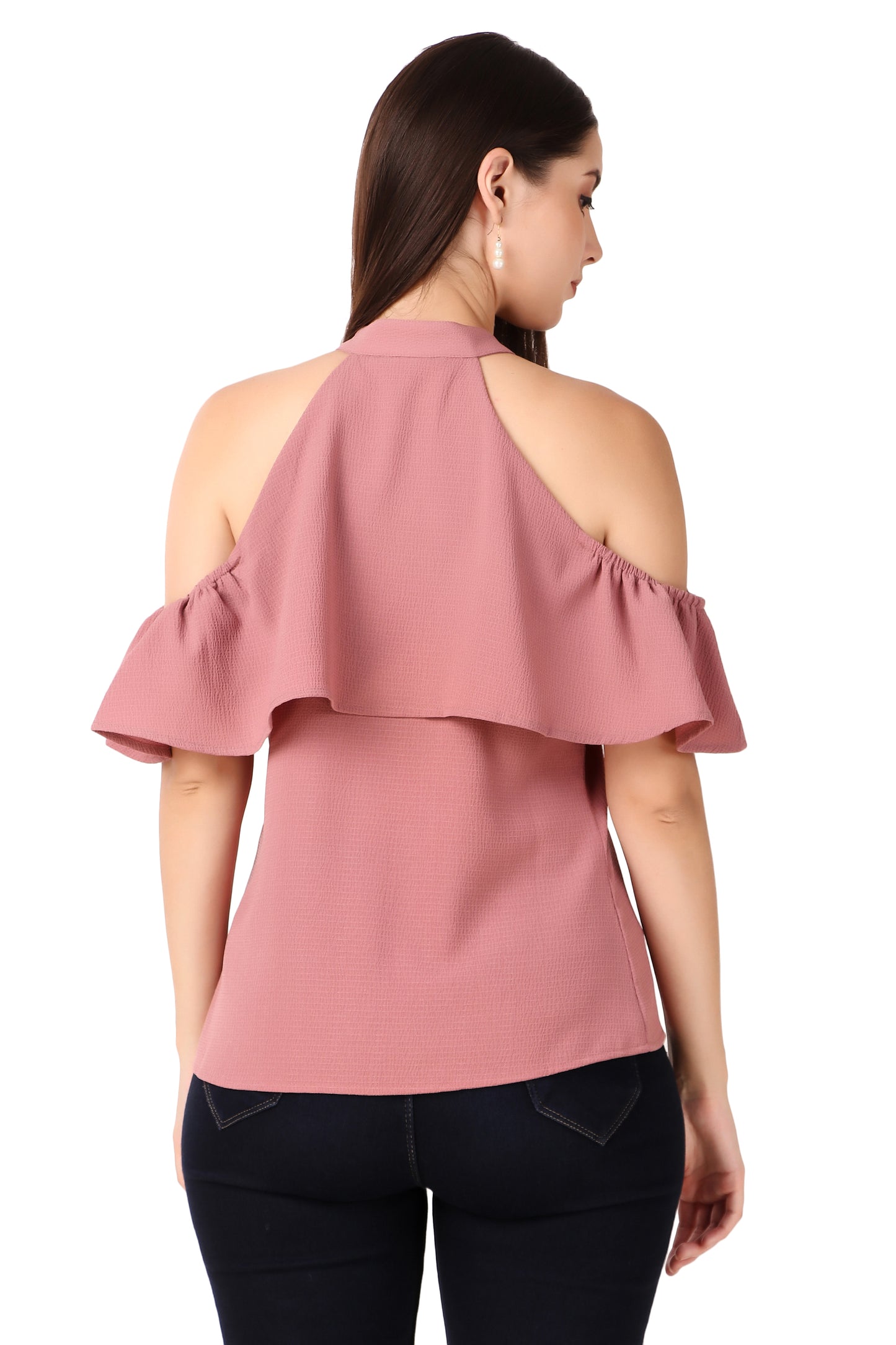 BoheeWohee Cold Shoulder Ruffle Casual Top- Spice Jar