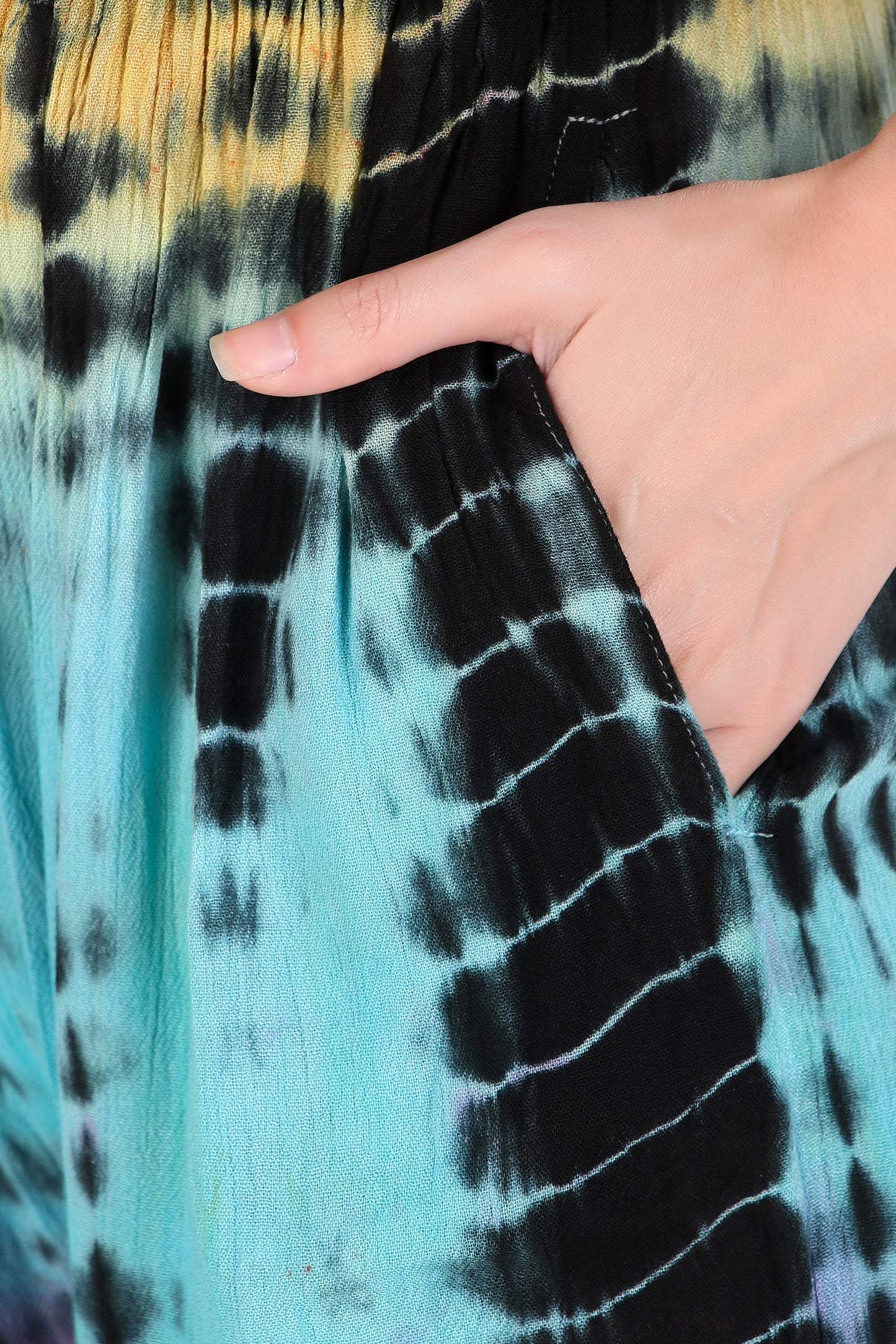 BoheeWohee Women's Off-Shoulder Jumpsuit with Double Frills and Pockets-TieDye