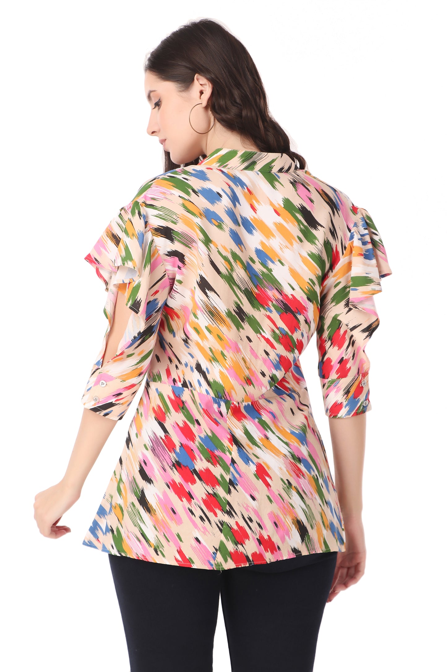 Ruffled Shoulders Women Shirt