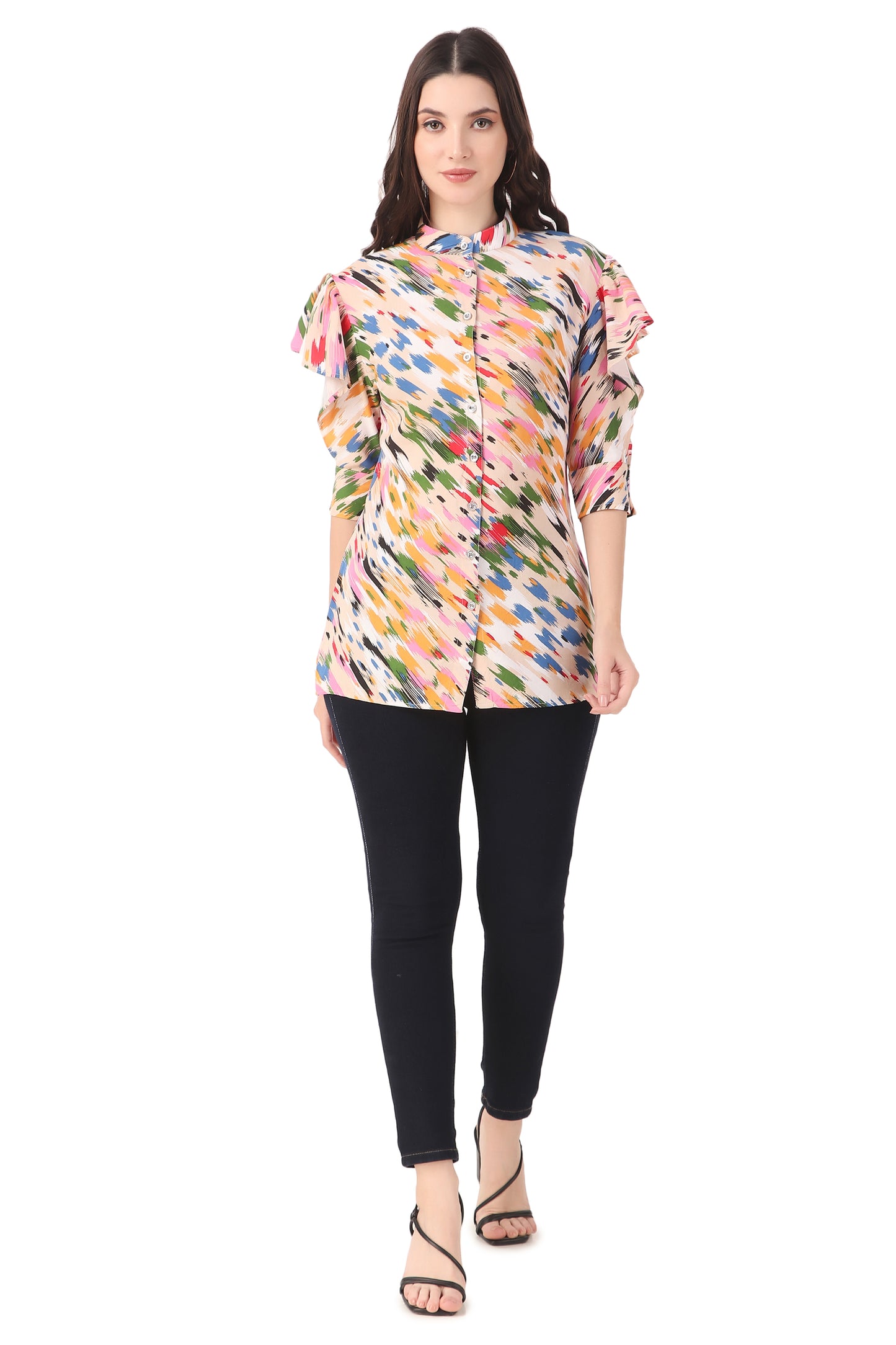 Ruffled Shoulders Women Shirt