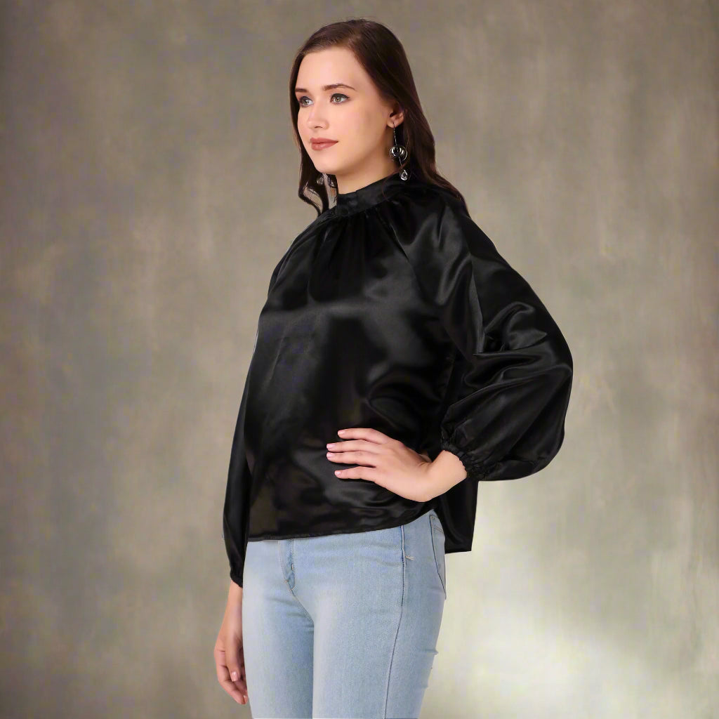black satin top side