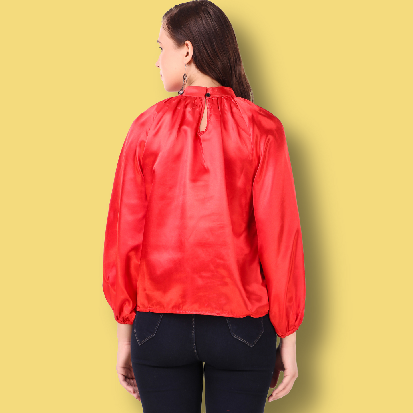 red full sleeves women top