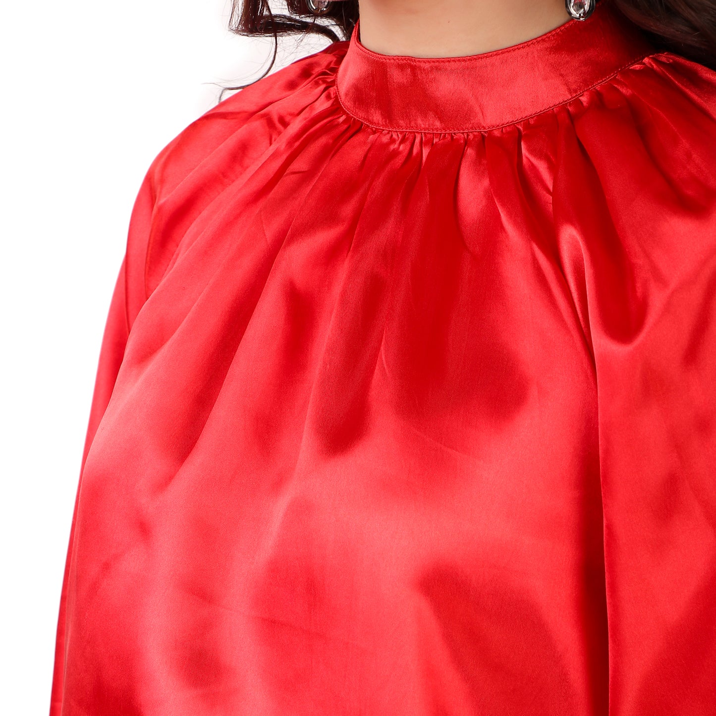 red full sleeves women top