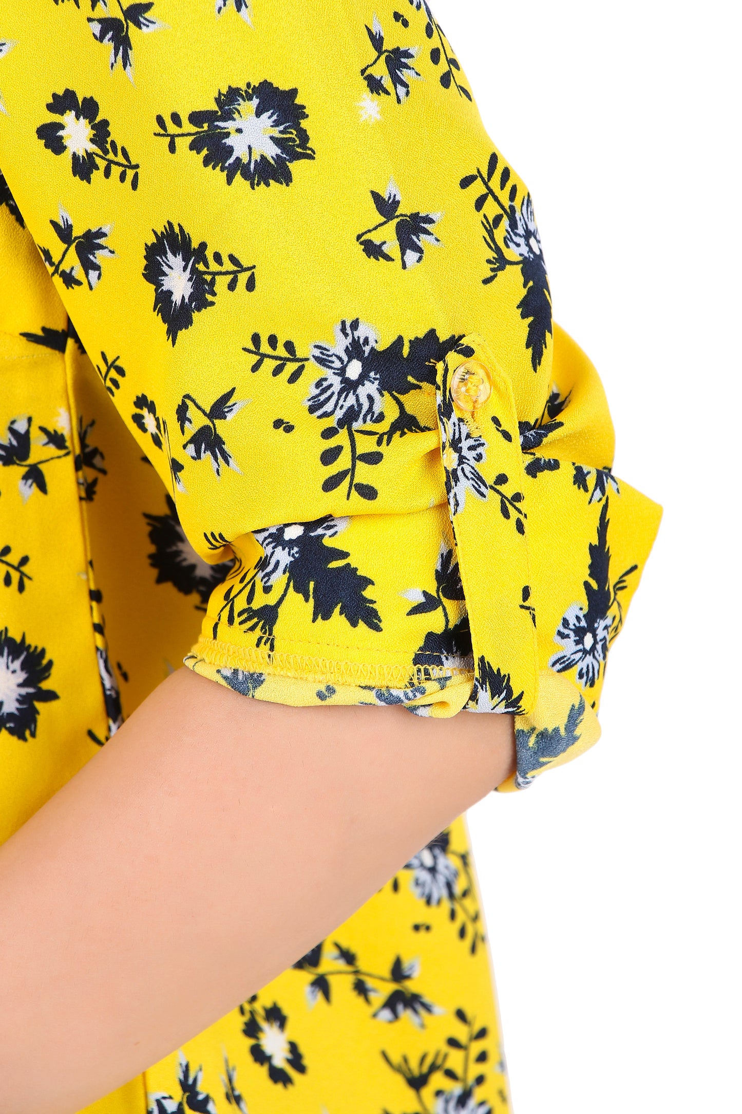 yellow floral printed top