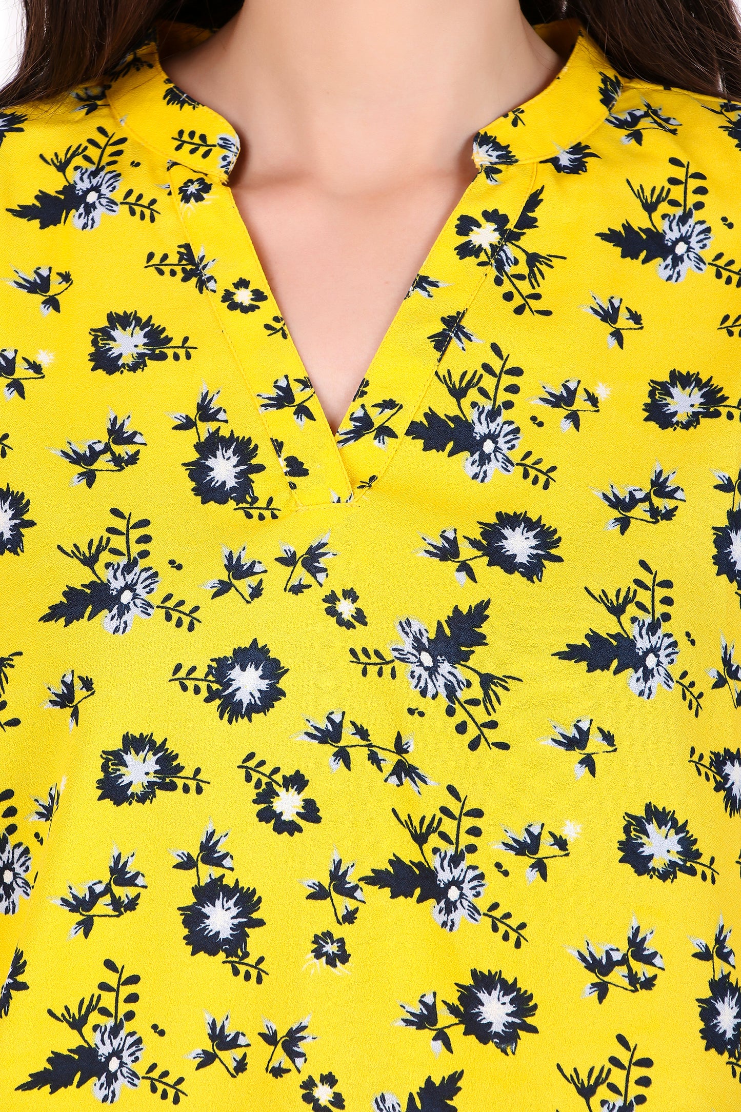 yellow floral printed top
