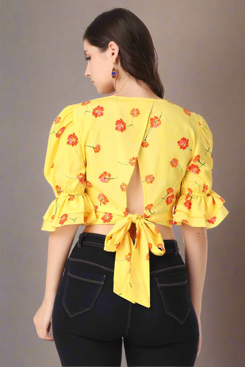 yellow puff sleeve top