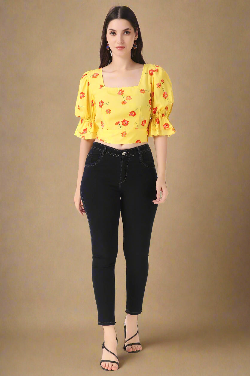 yellow puff sleeve top