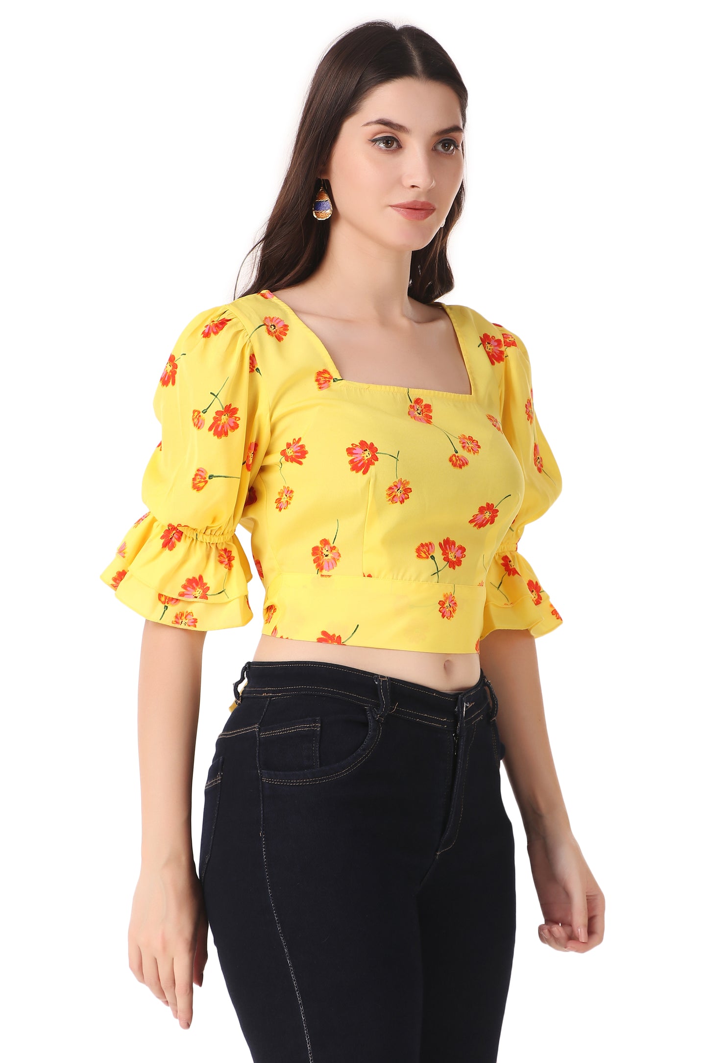 yellow puff sleeve top