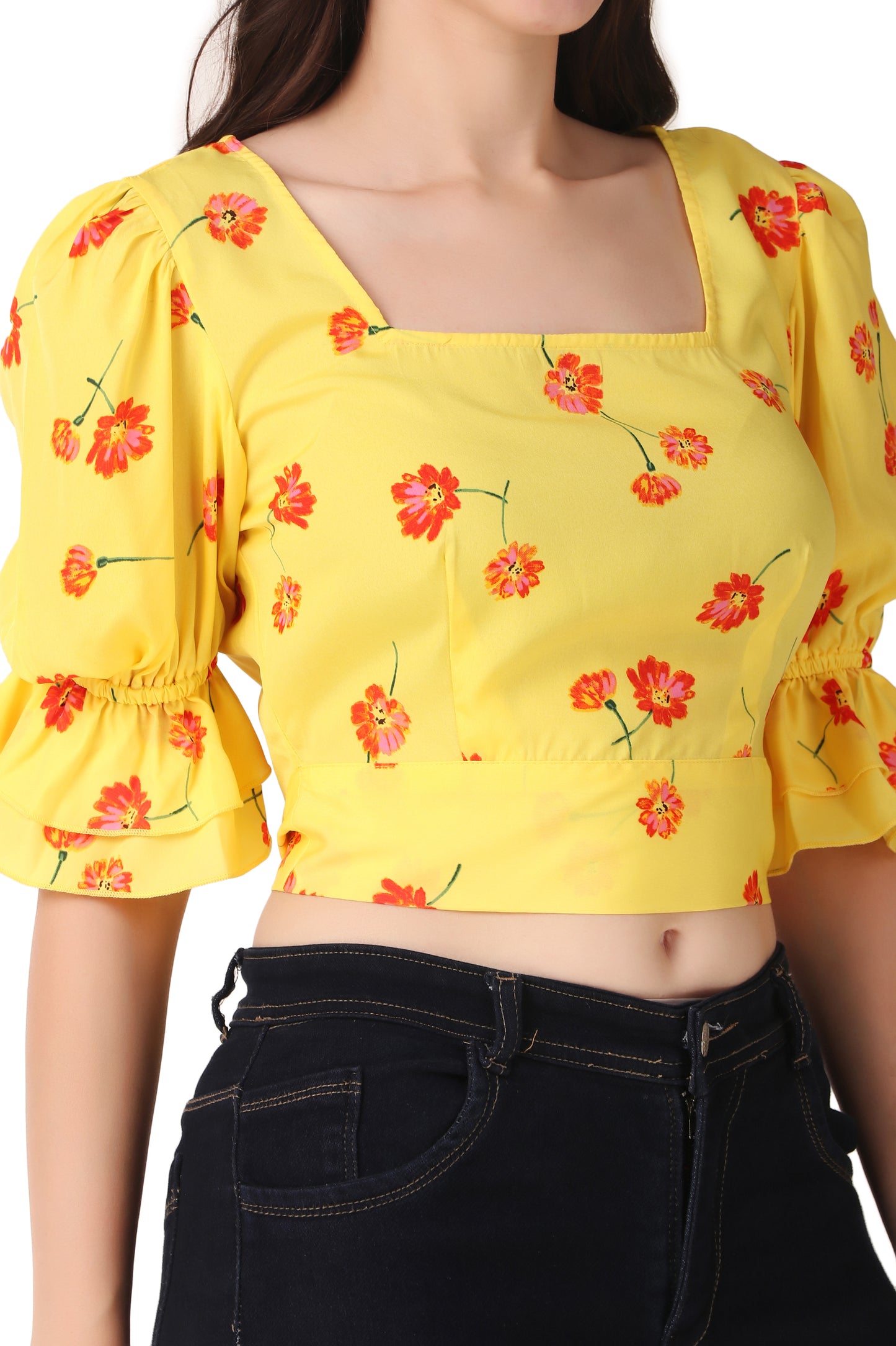 yellow puff sleeve top