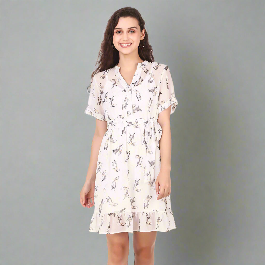 BoheeWohee Casual Above Knee Women's Dress -White