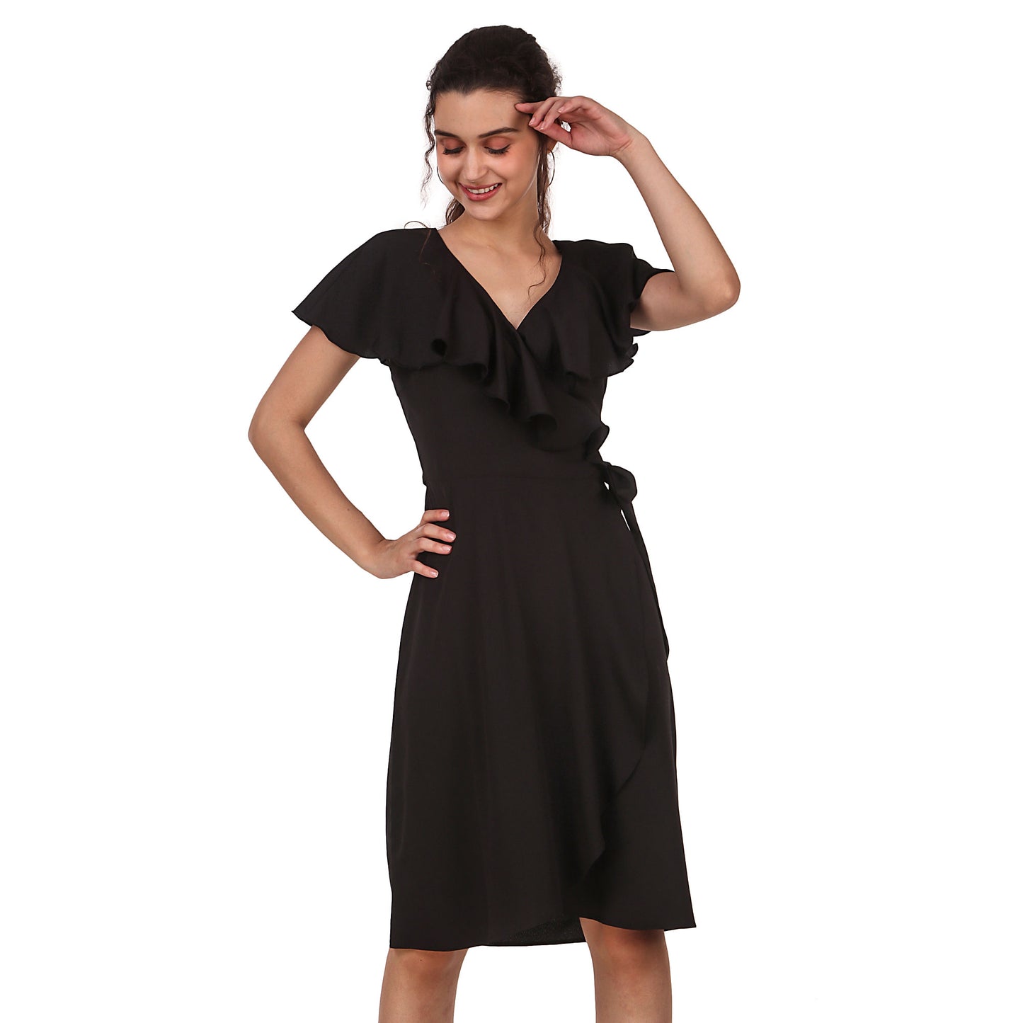 BoheeWohee Women's Viscose Wrap-Around Dress- Black