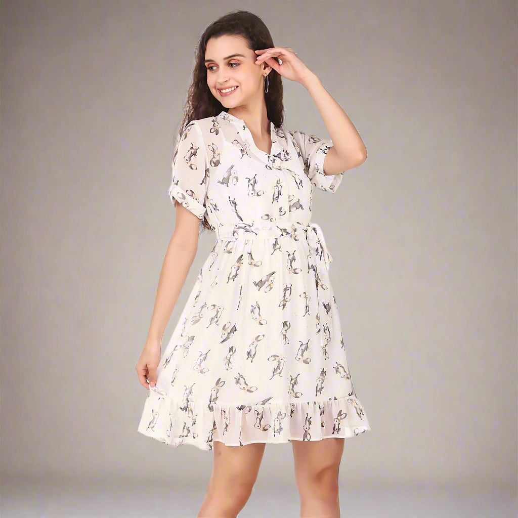 BoheeWohee Casual Above Knee Women's Dress -White