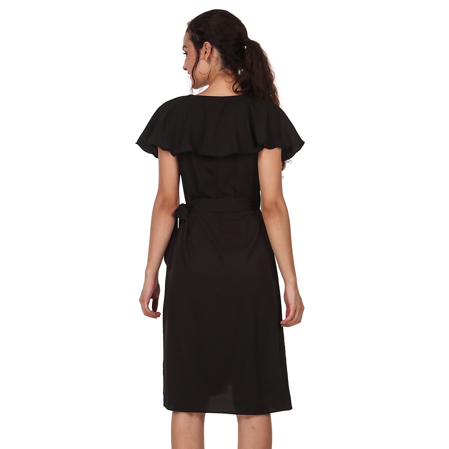 BoheeWohee Women's Viscose Wrap-Around Dress- Black