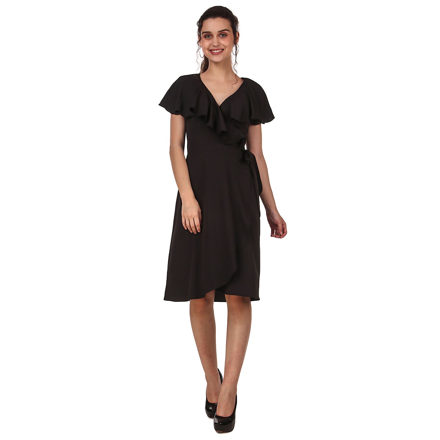 BoheeWohee Women's Viscose Wrap-Around Dress- Black