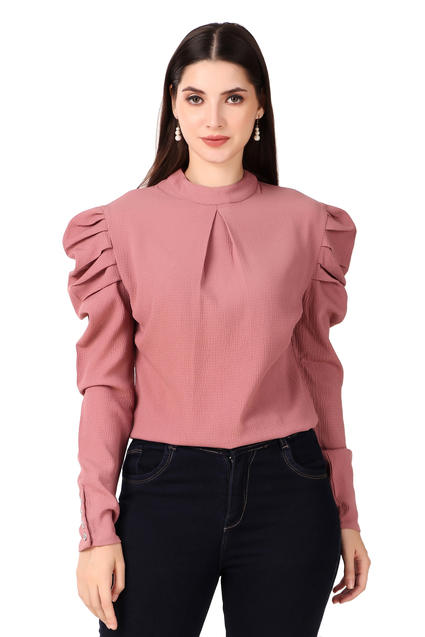 BoheeWohee Casual Textured Top-Petite Orchid
