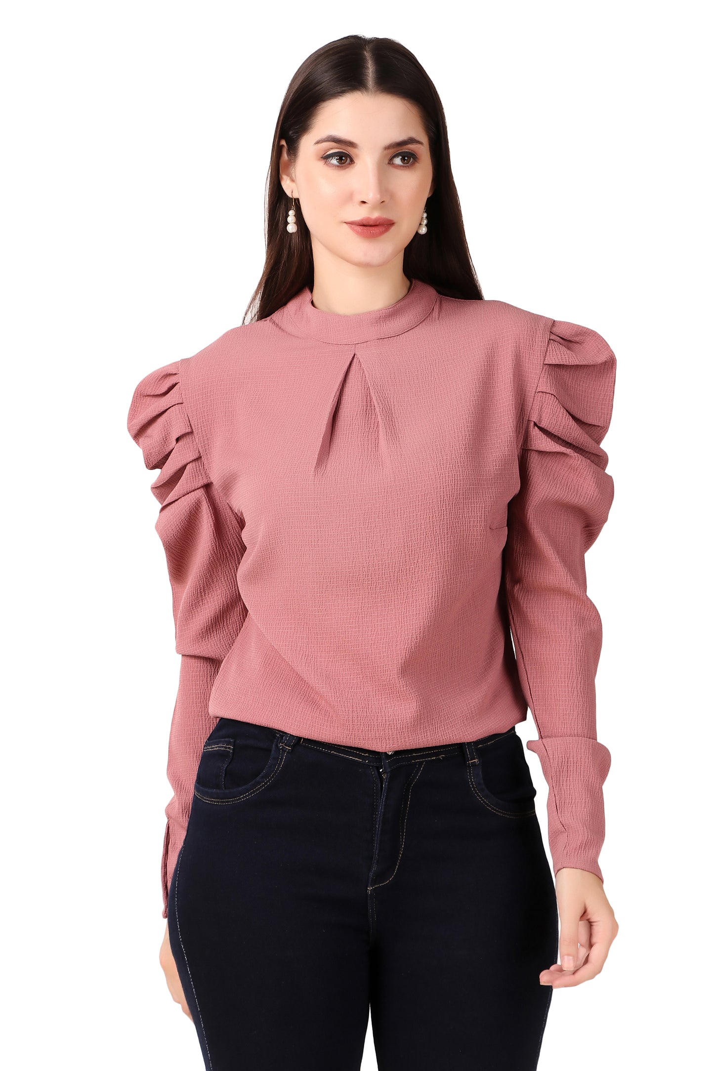 BoheeWohee Casual Textured Top-Petite Orchid