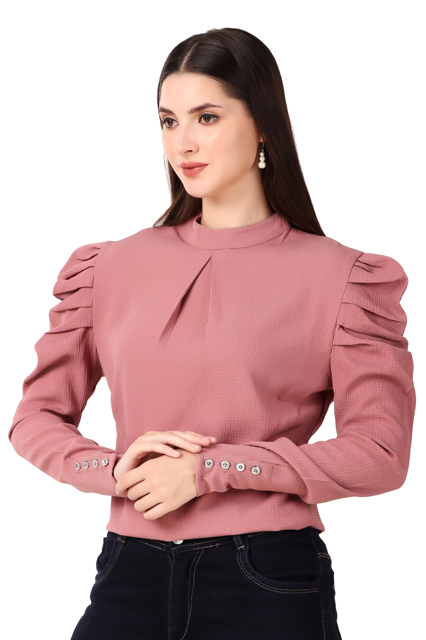 BoheeWohee Casual Textured Top-Petite Orchid