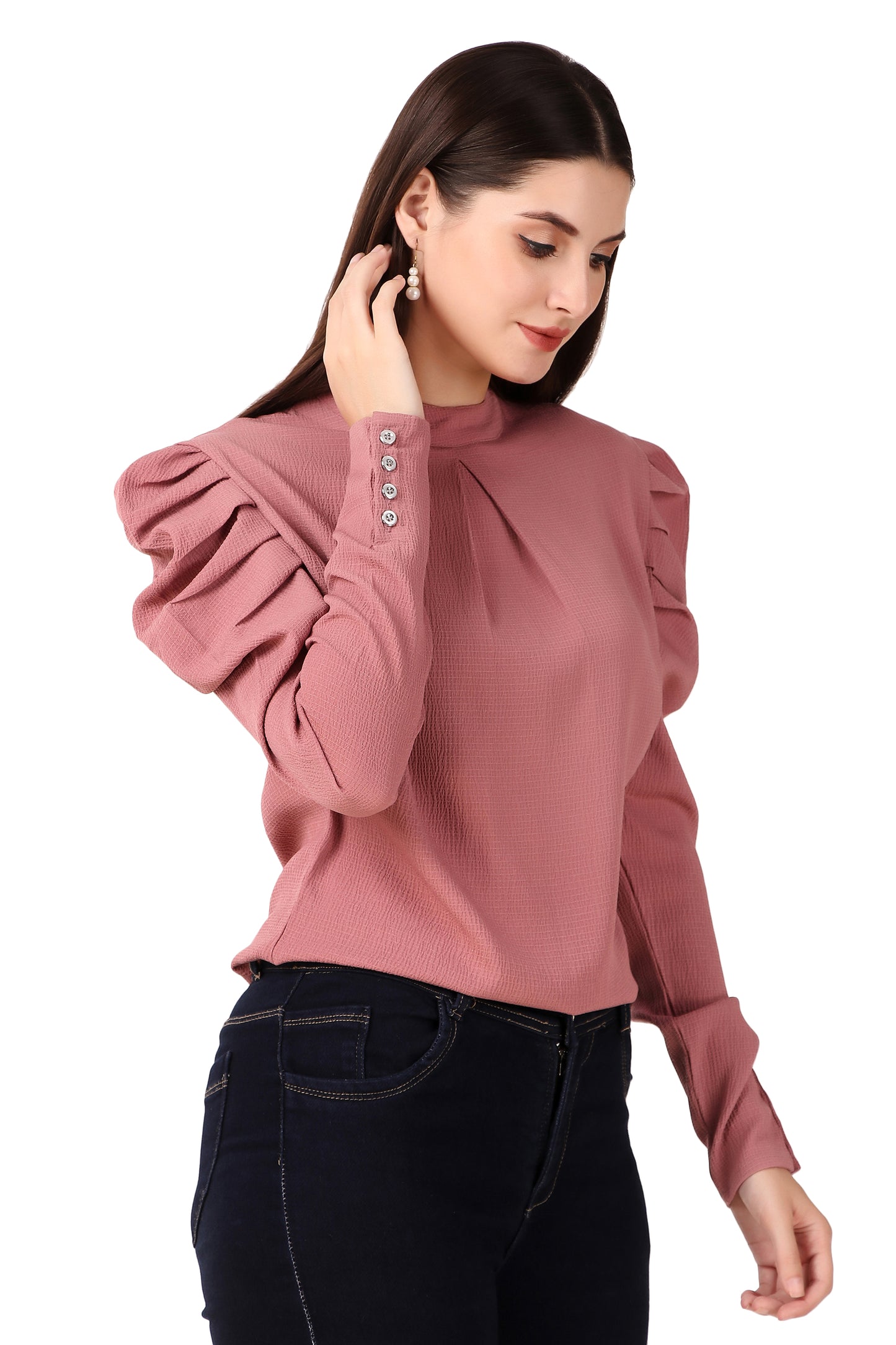 BoheeWohee Casual Textured Top-Petite Orchid