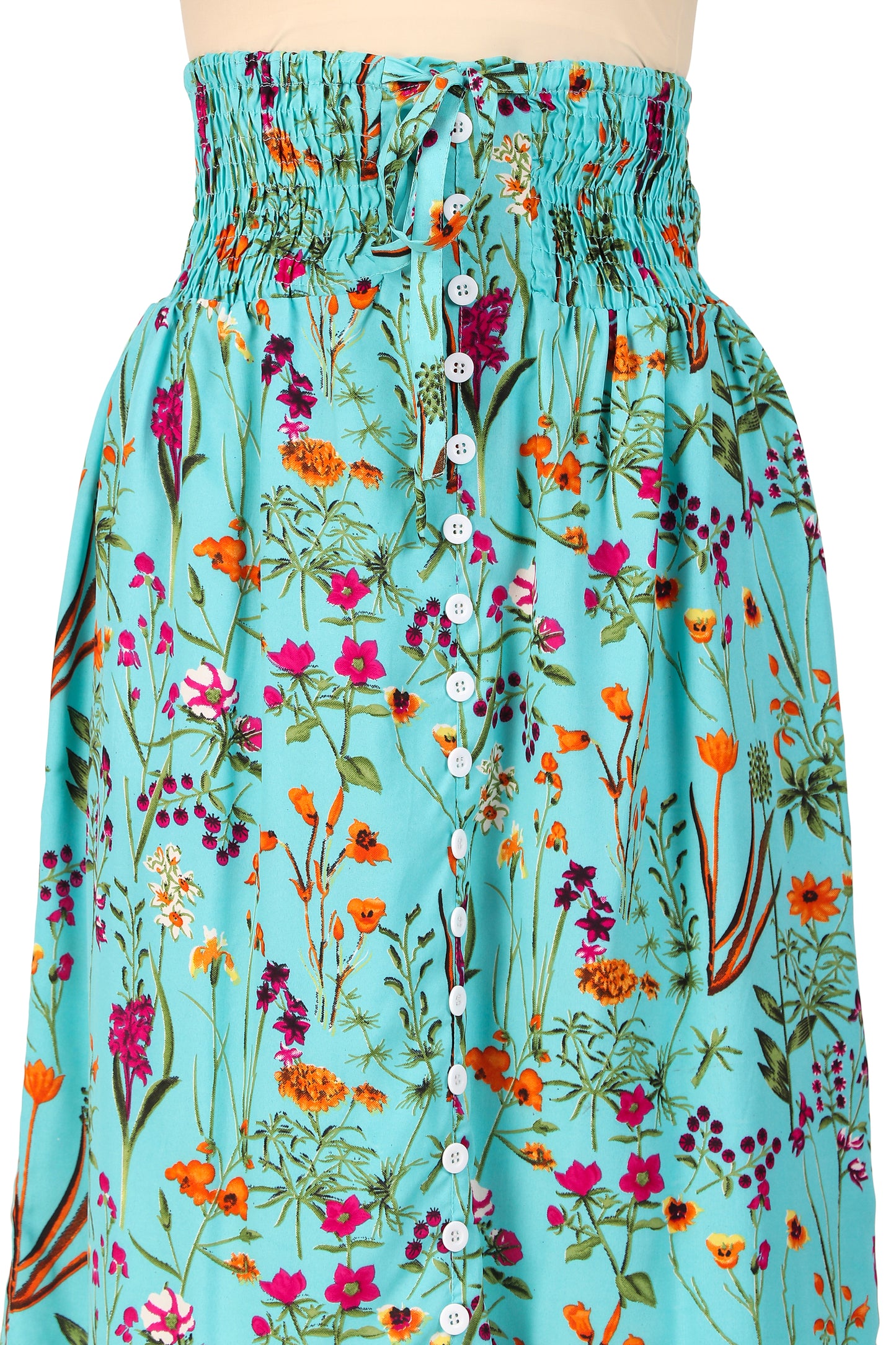 BoheeWohee Casual Women's Off-Shoulder Dress & Floral Maxi Skirt | Stylish, Comfortable, Elastic Waist Design- Blizzard Blue