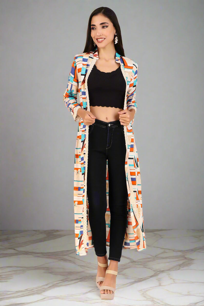 BoheeWohee Stylish Long Shrugs for Women with Exquisite Lase Detailing - Albescent White