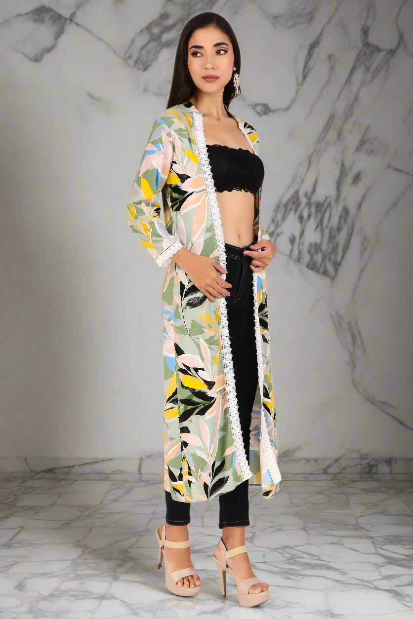 BoheeWohee Stylish Long Shrugs for Women with Exquisite Lase Detailing - Celeste