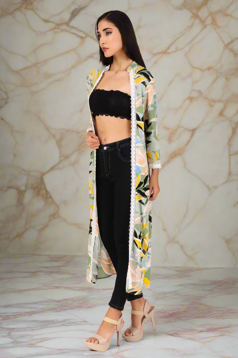 BoheeWohee Stylish Long Shrugs for Women with Exquisite Lase Detailing - Celeste