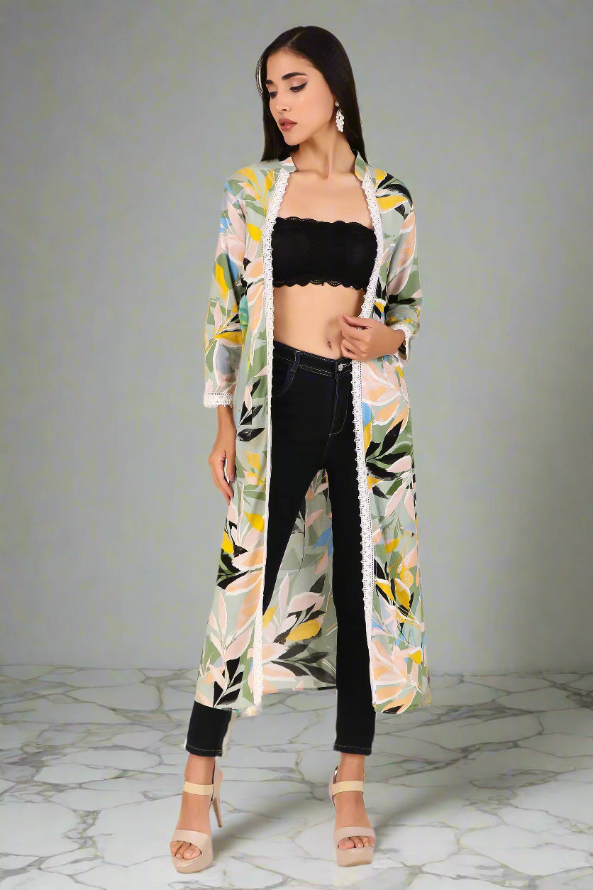 BoheeWohee Stylish Long Shrugs for Women with Exquisite Lase Detailing - Celeste