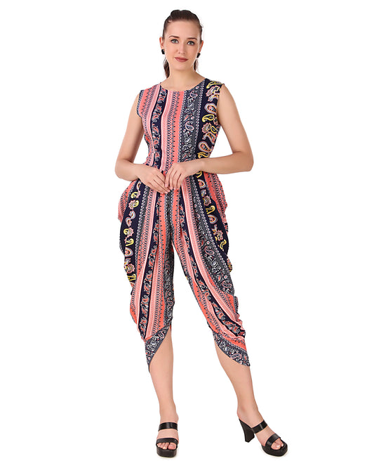 BoheeWohee Women's Maxi Jumpsuit - Dhoti Style- Ethnic Hues