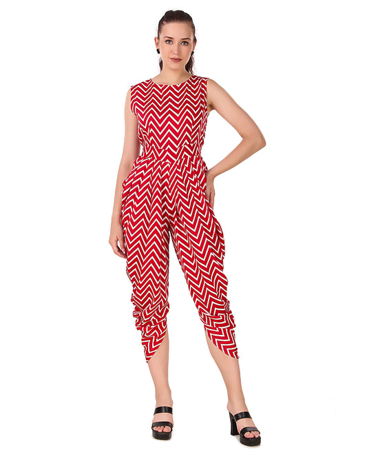 BoheeWohee Women's Maxi Jumpsuit - Dhoti Style- Red Oxide