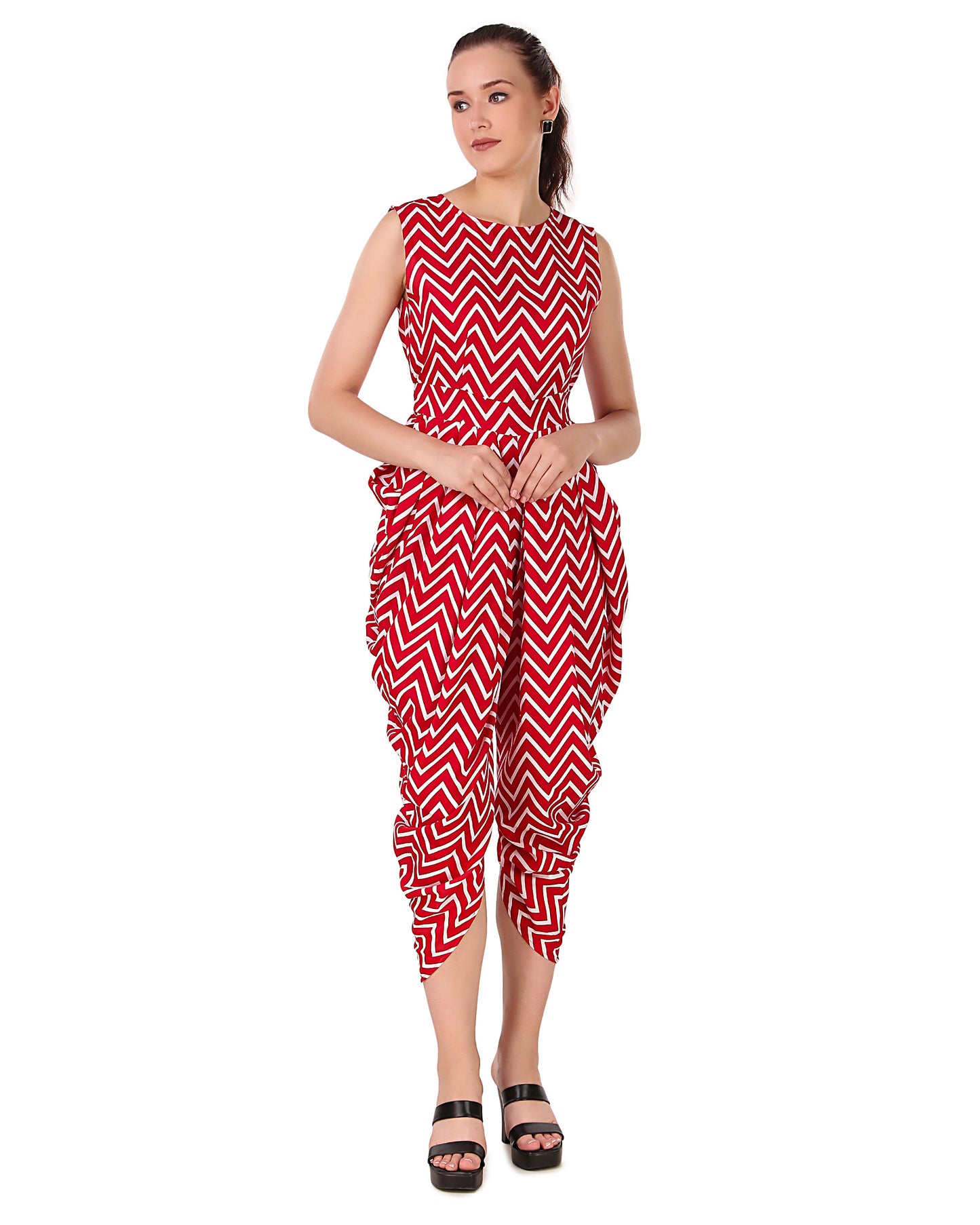 BoheeWohee Women's Maxi Jumpsuit - Dhoti Style- Red Oxide