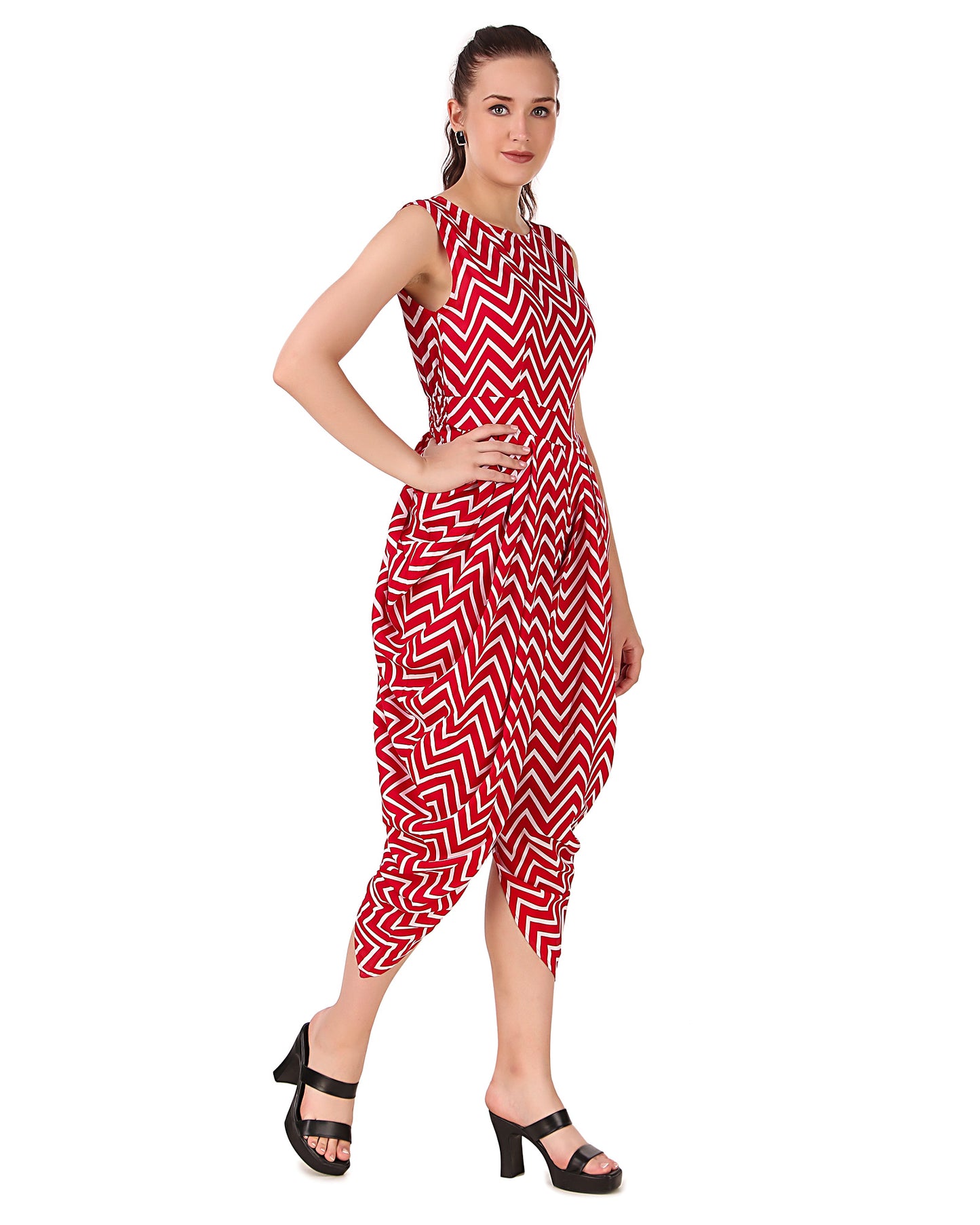 BoheeWohee Women's Maxi Jumpsuit - Dhoti Style- Red Oxide