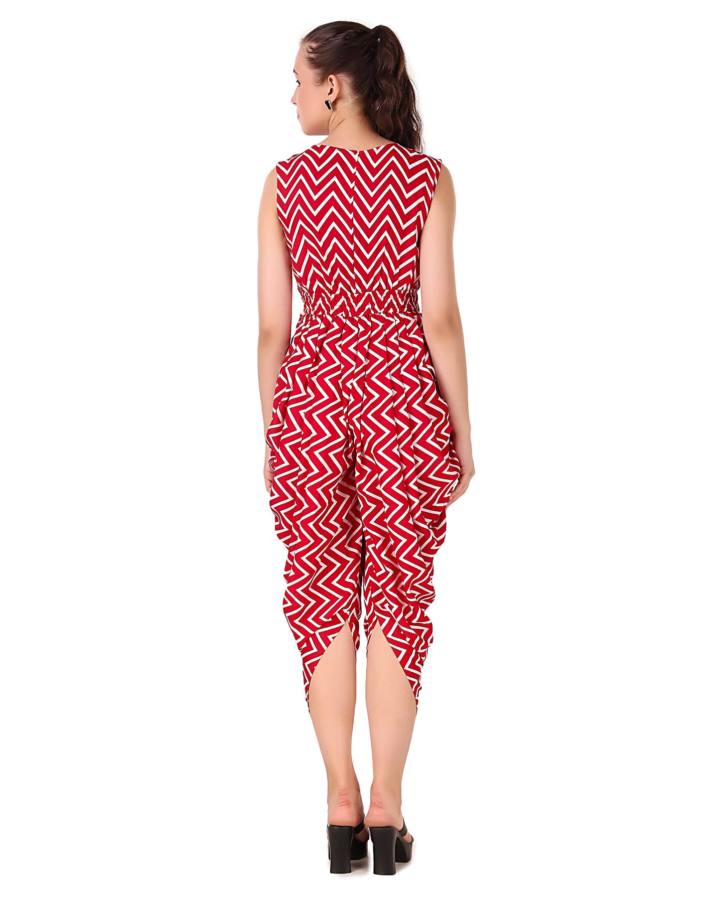BoheeWohee Women's Maxi Jumpsuit - Dhoti Style- Red Oxide