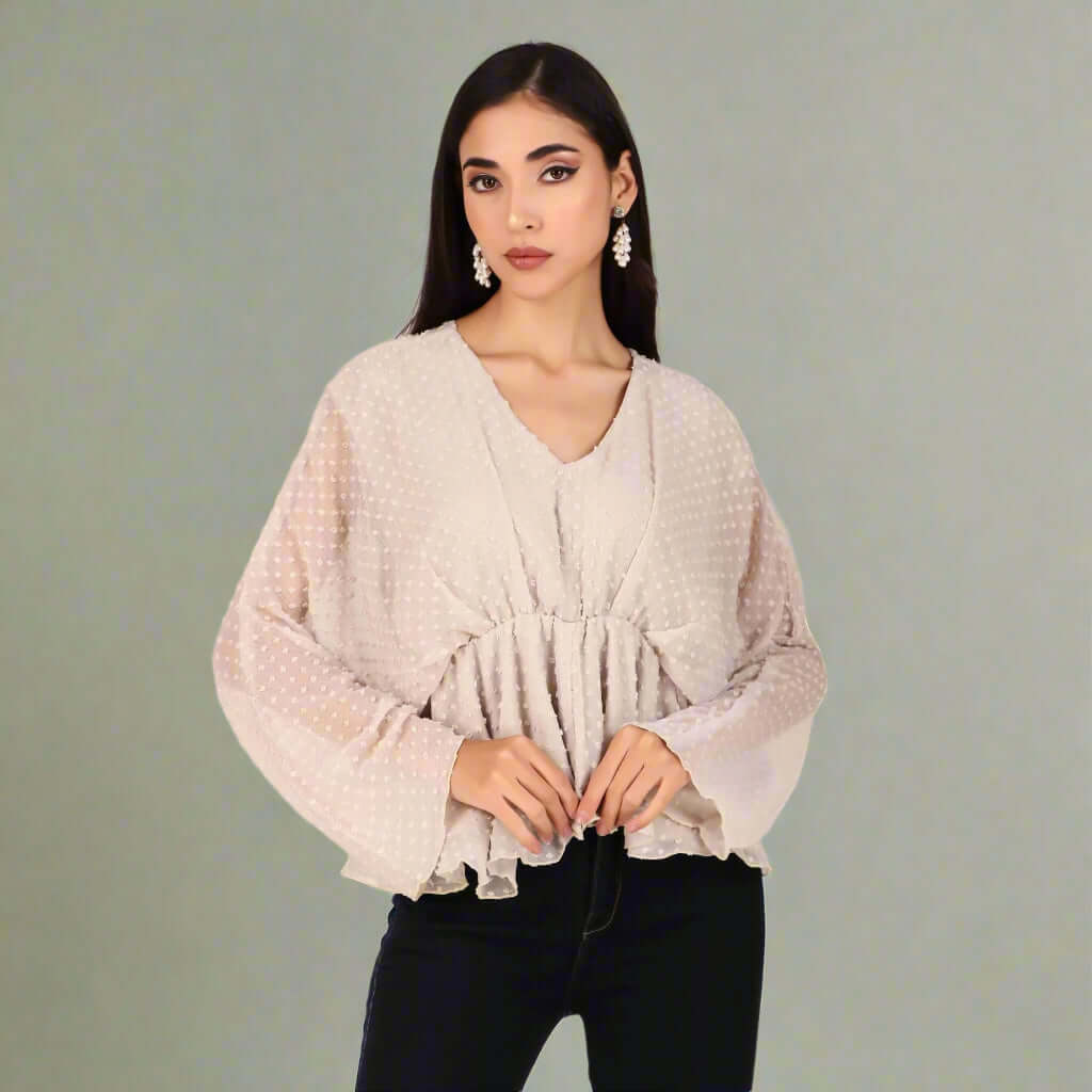 Chiffon Kimono Top- Light Grey