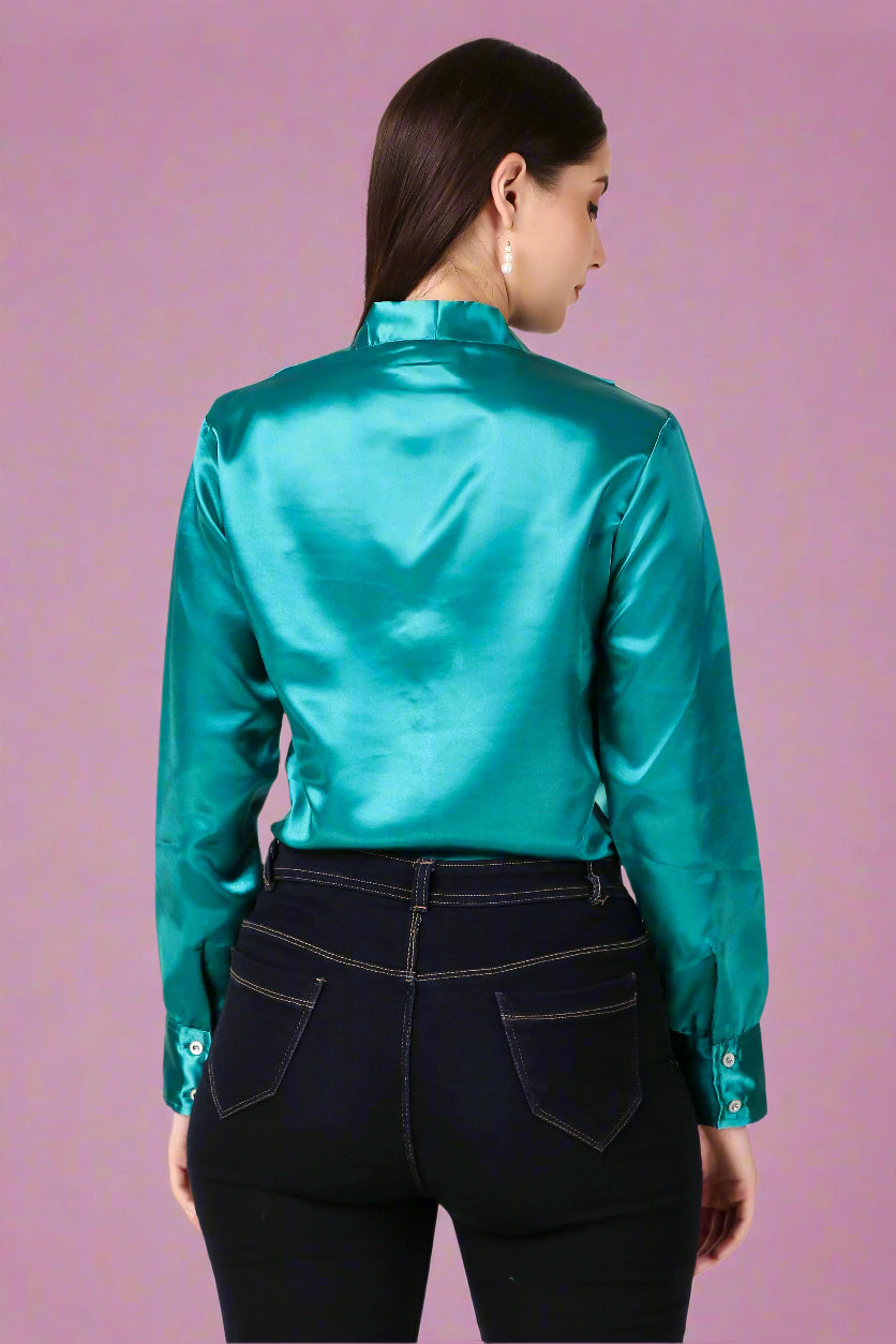 Darkcyan Satin Top