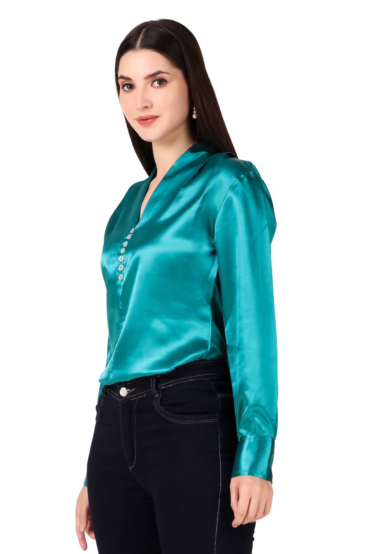 Darkcyan Satin Top