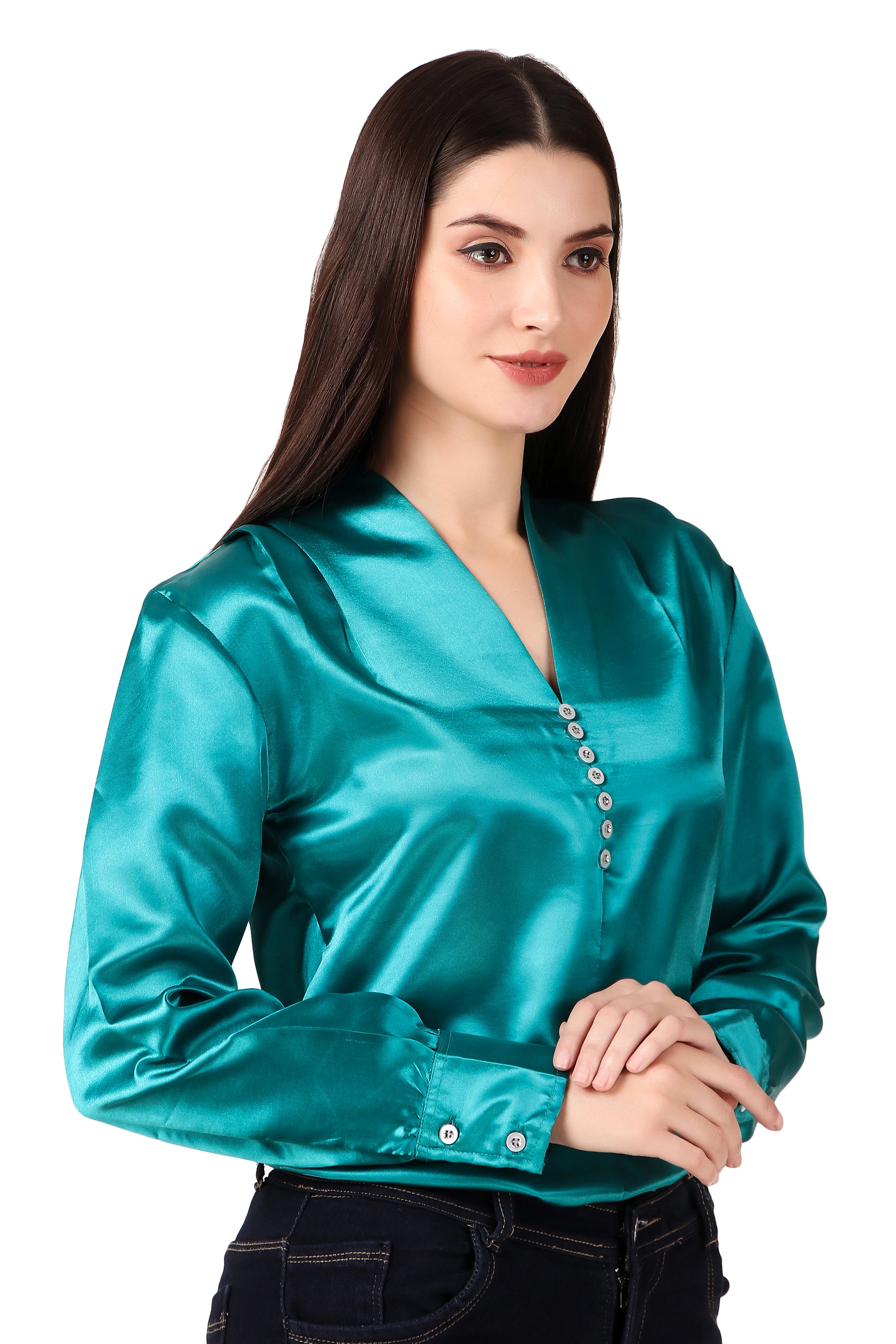 Darkcyan Satin Top