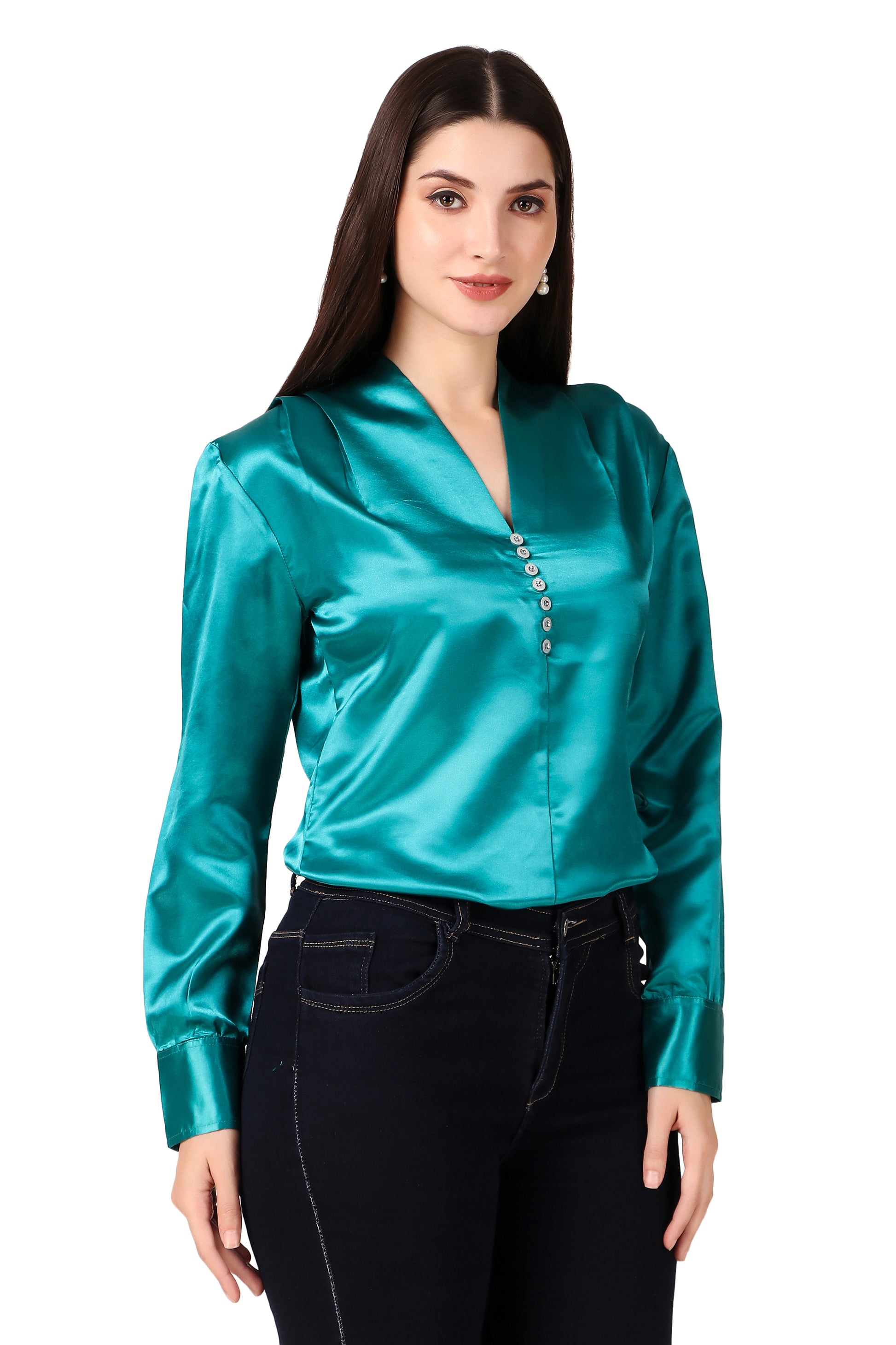 Darkcyan Satin Top