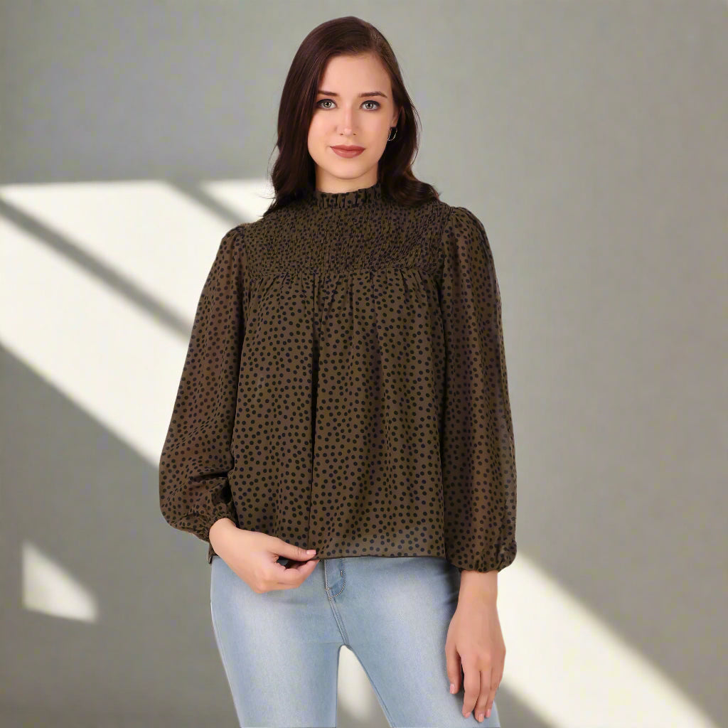 Georgette Long Sleeve Top front