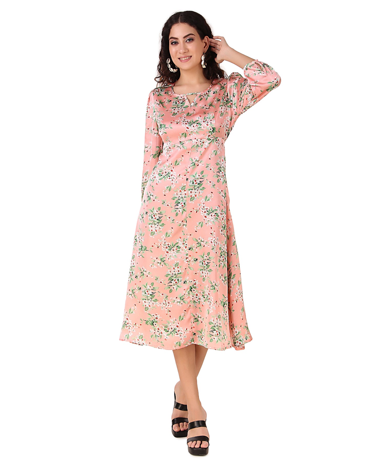 BoheeWohee Women's Satin Midi Dress - Pink