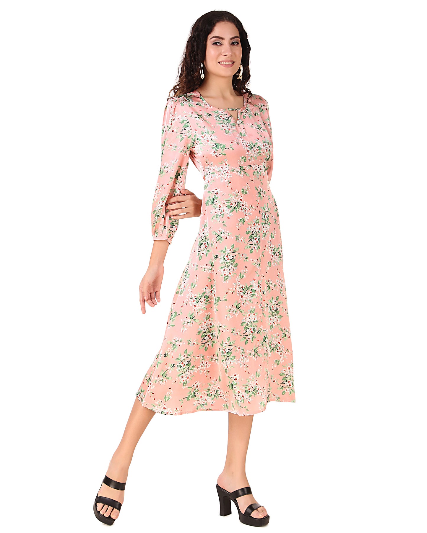 BoheeWohee Women's Satin Midi Dress - Pink