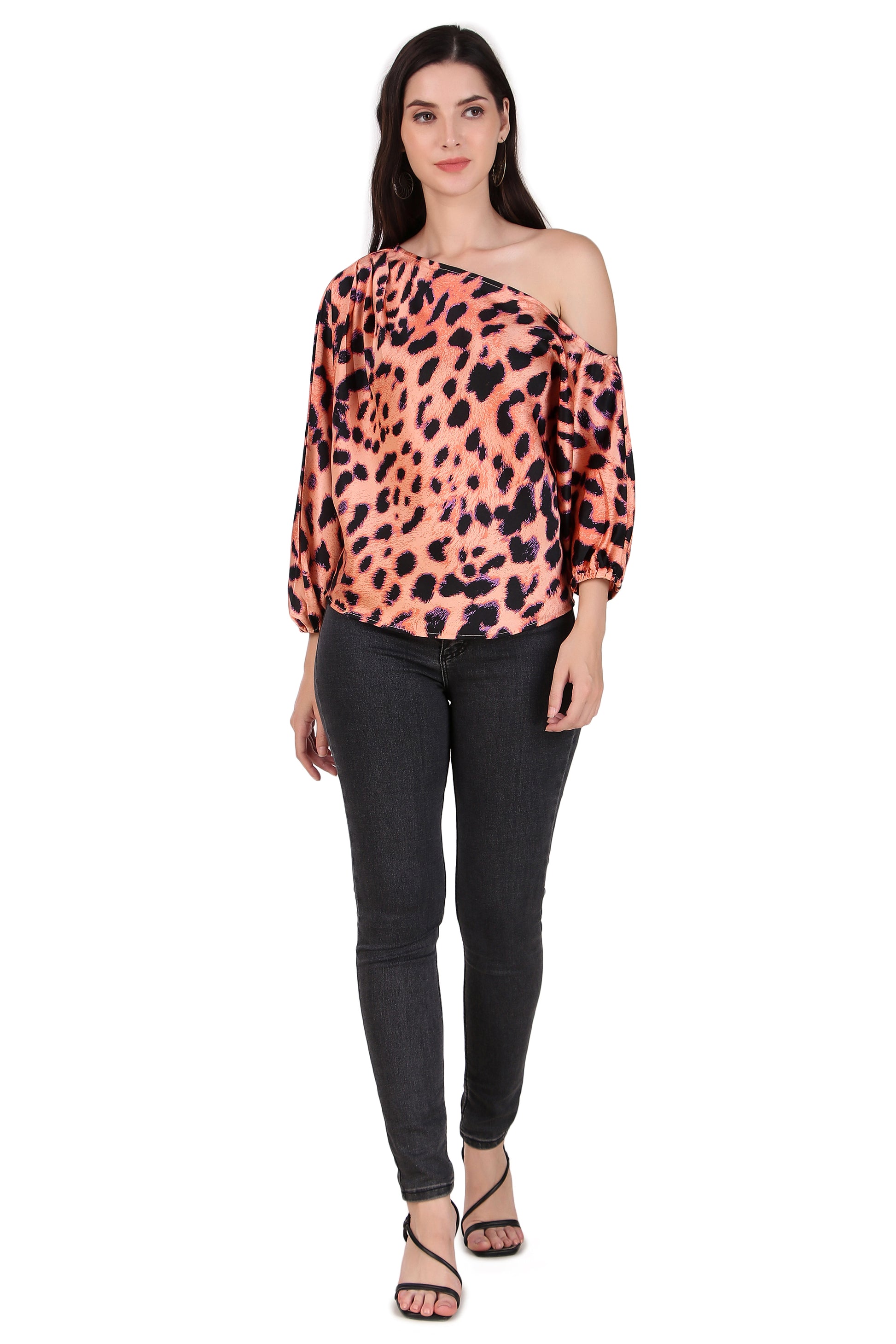 Leopard Print One-Shoulder top