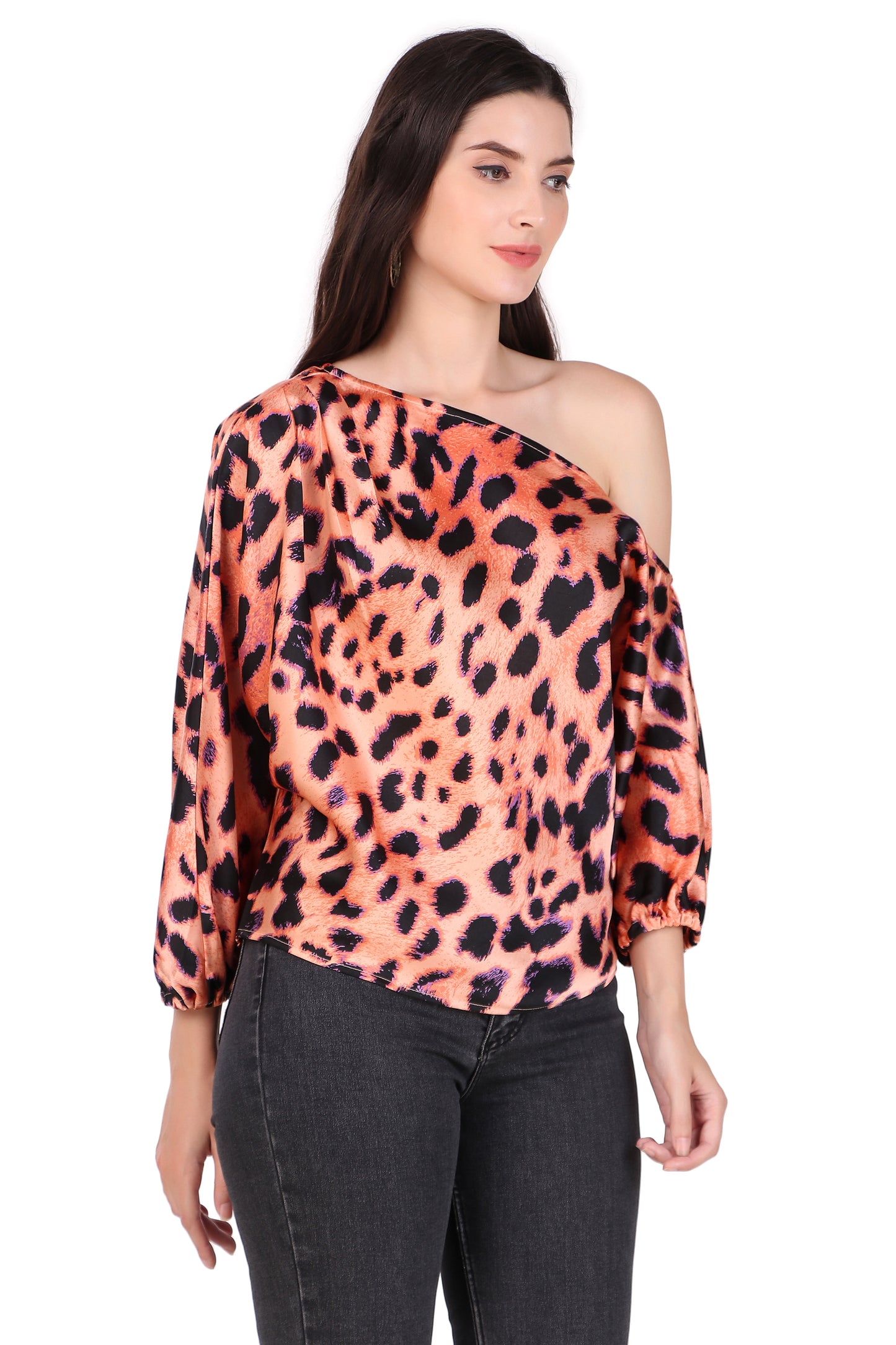 Leopard Print One-Shoulder top
