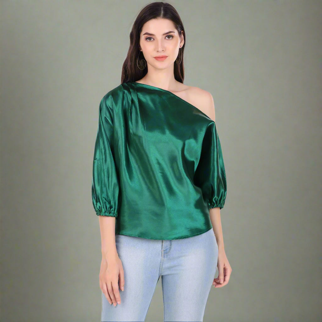 One Shoulder tops for women green