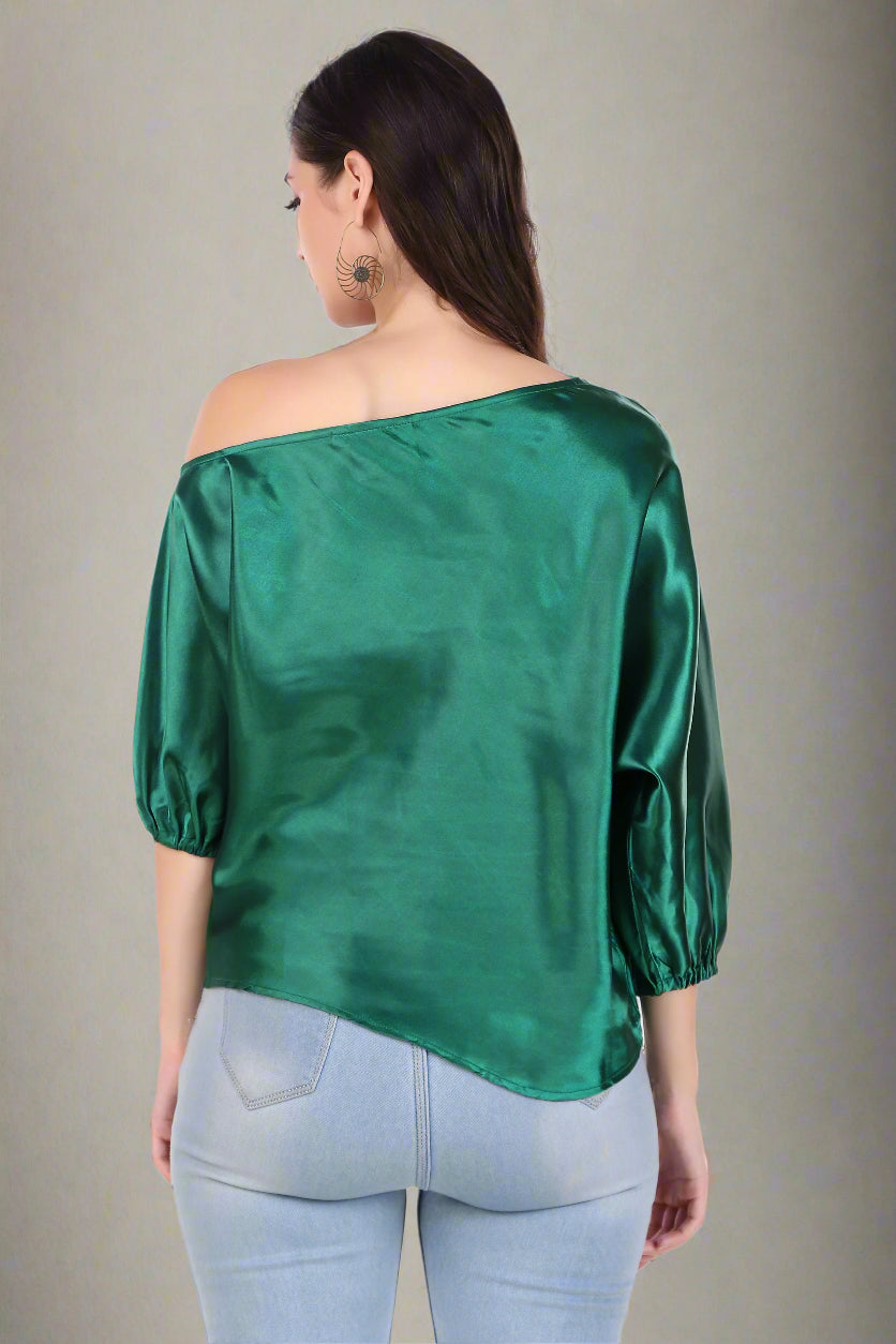 One Shoulder tops for women green