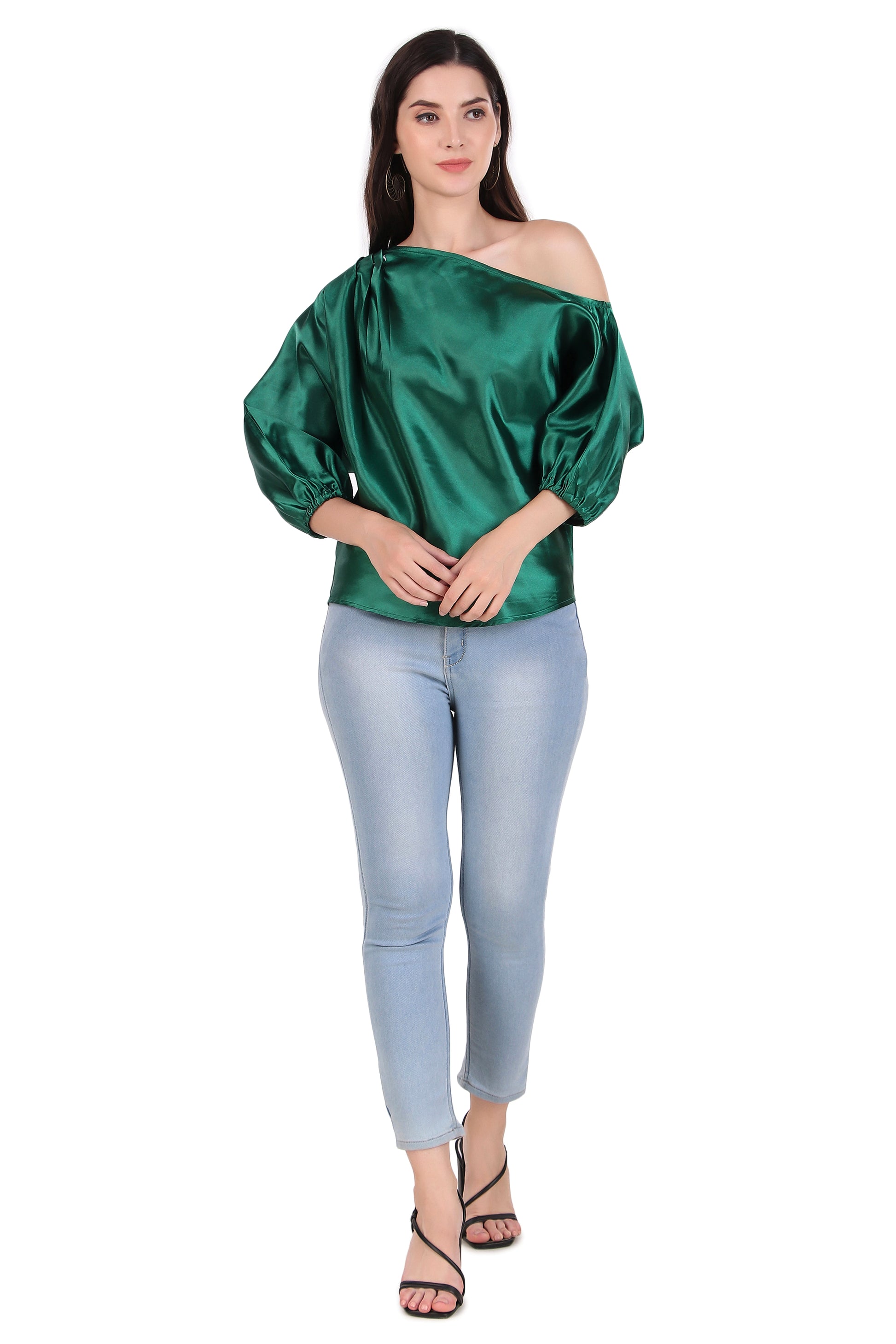 One Shoulder tops for women green