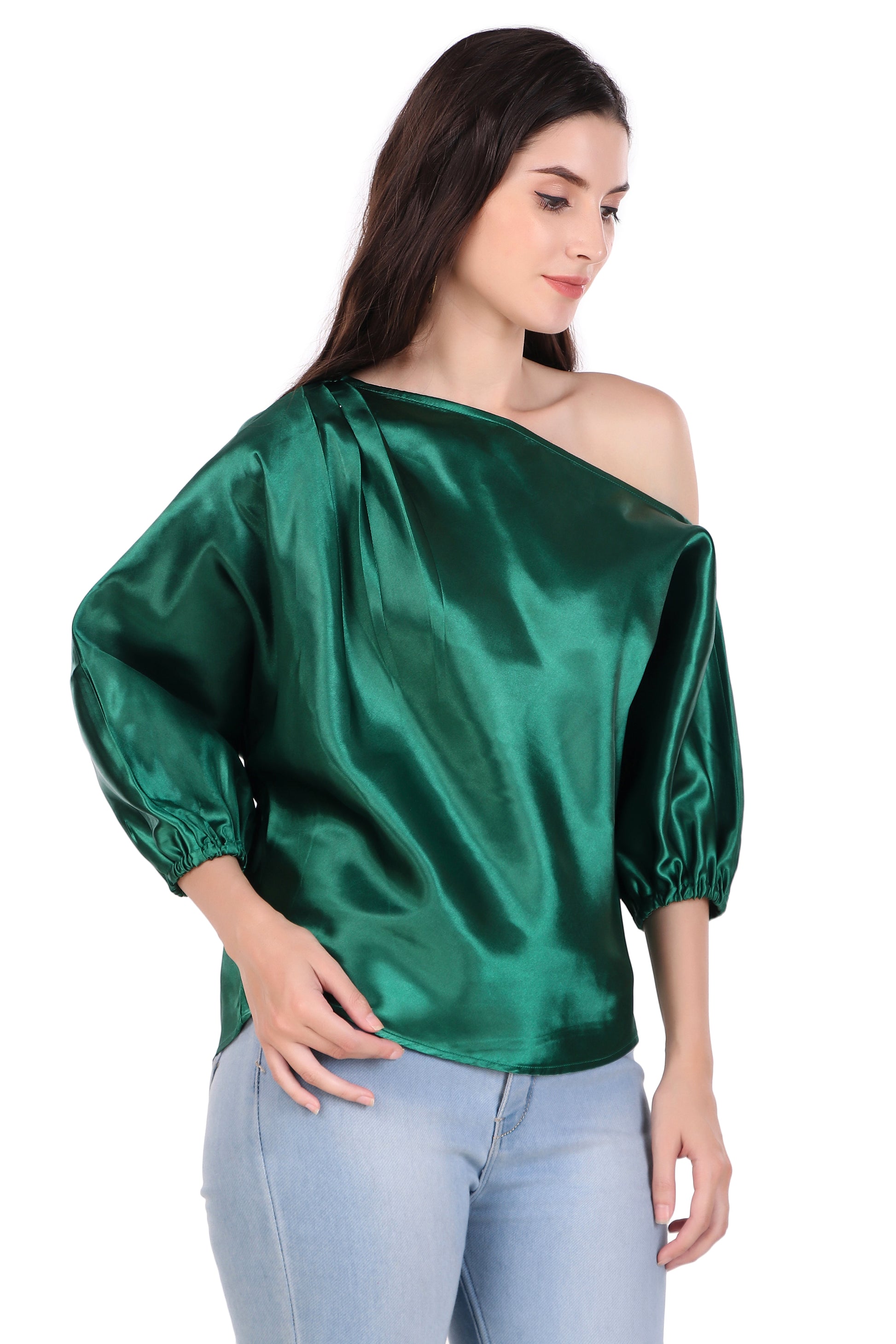 One Shoulder tops for women green