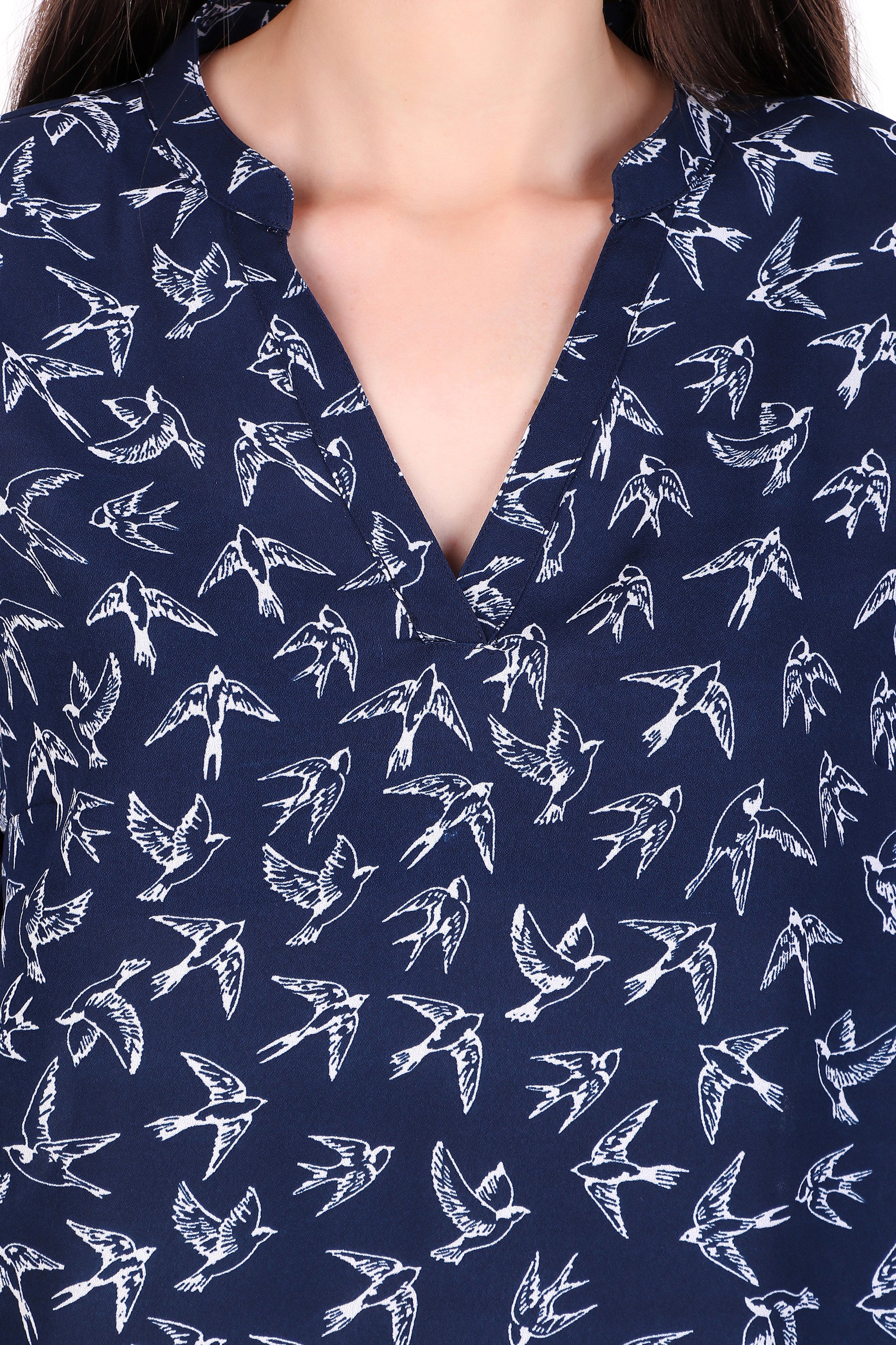 Swallow Bird Print Half Sleeve Top