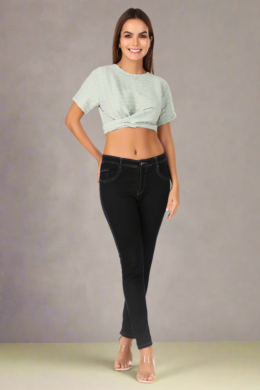 Teal-Cropped Top