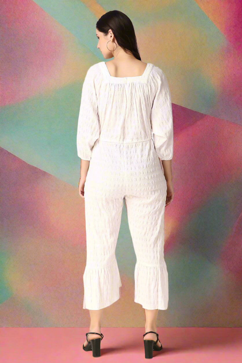 Textured White Jumpsuit